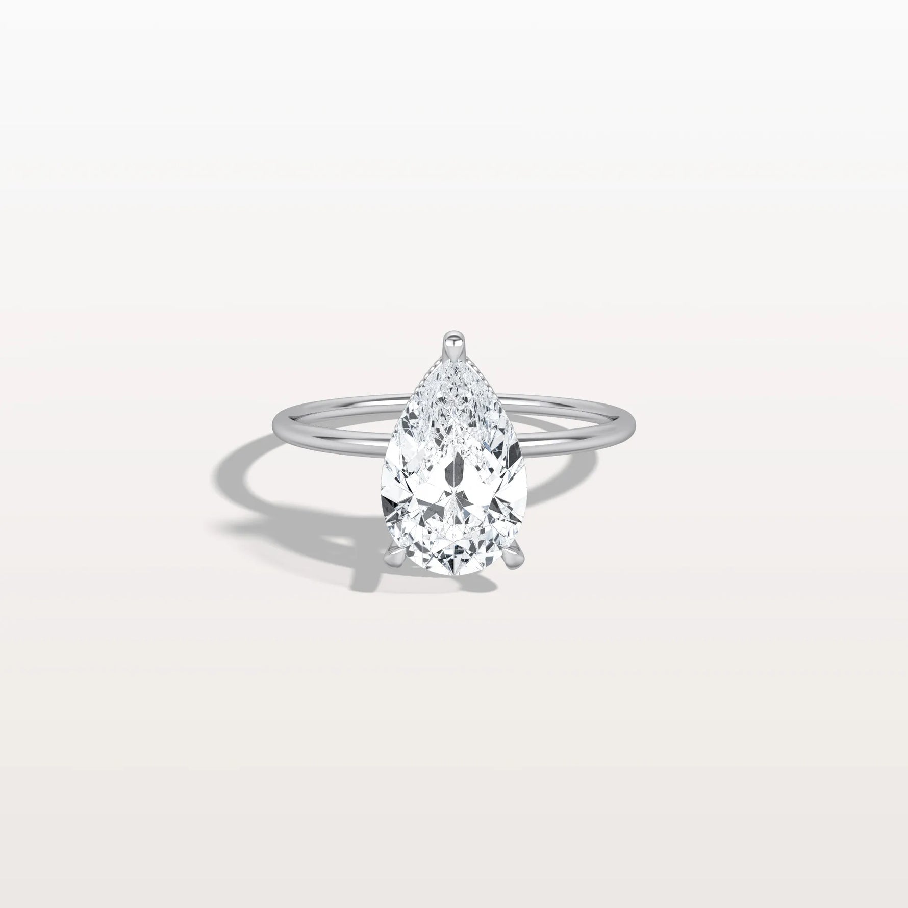 Hidden Halo 2CT Pear Lab Diamond Ring with Basket Setting - Rings