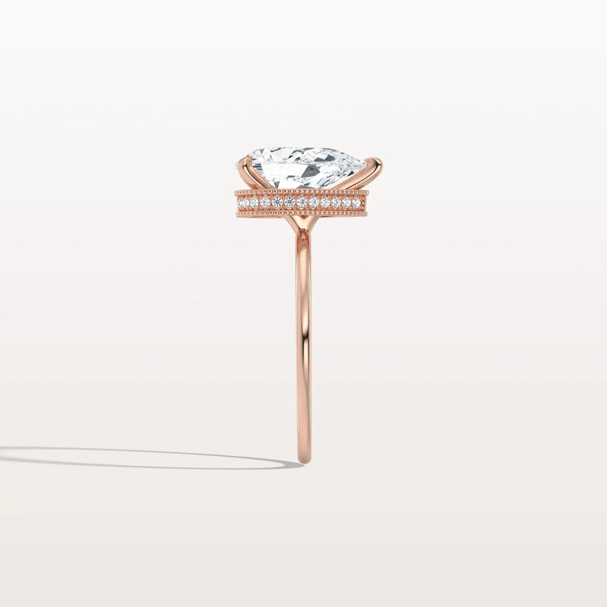 Hidden Halo 2CT Pear Lab Diamond Ring with Basket Setting - Rings