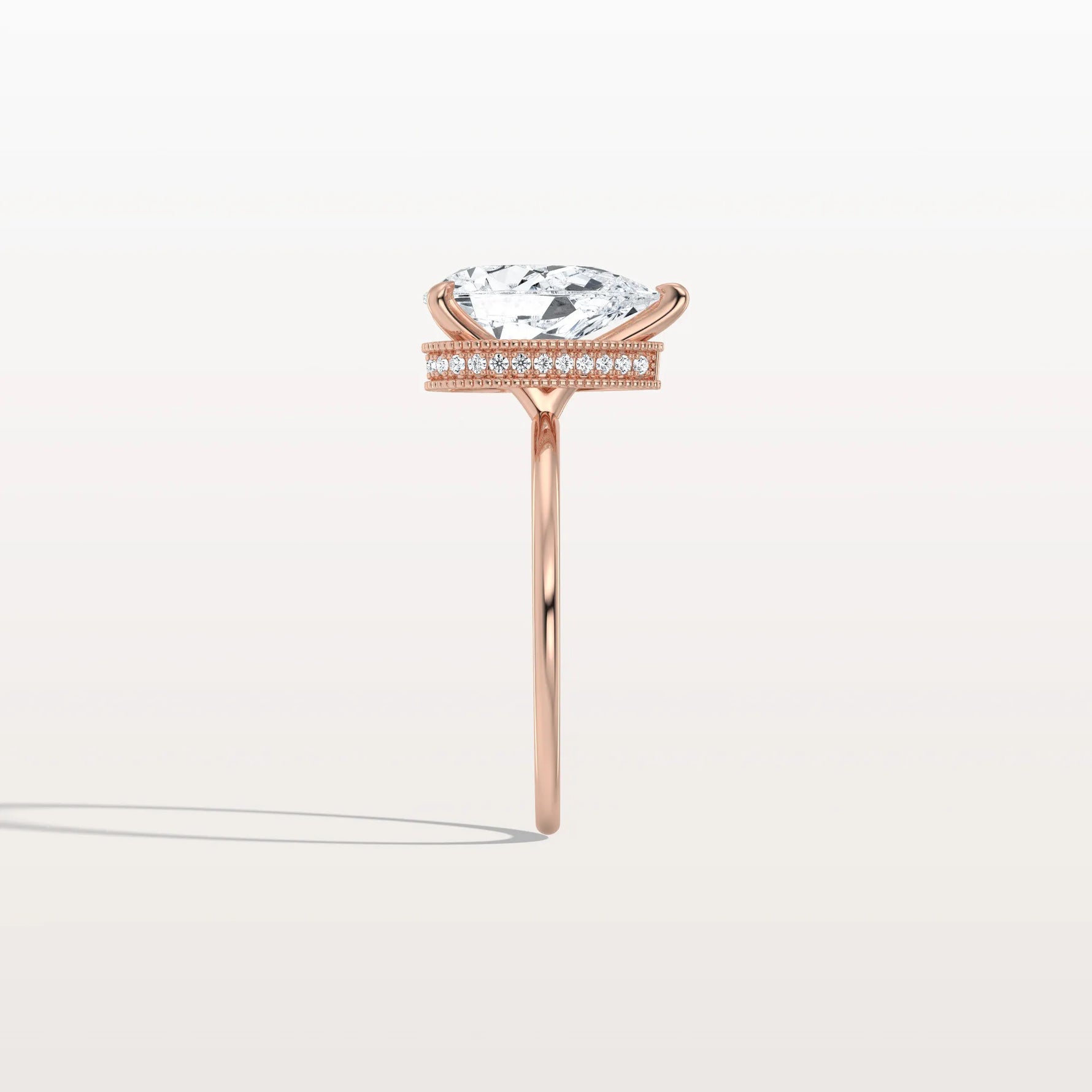 Hidden Halo 2CT Pear Lab Diamond Ring with Basket Setting - Rings