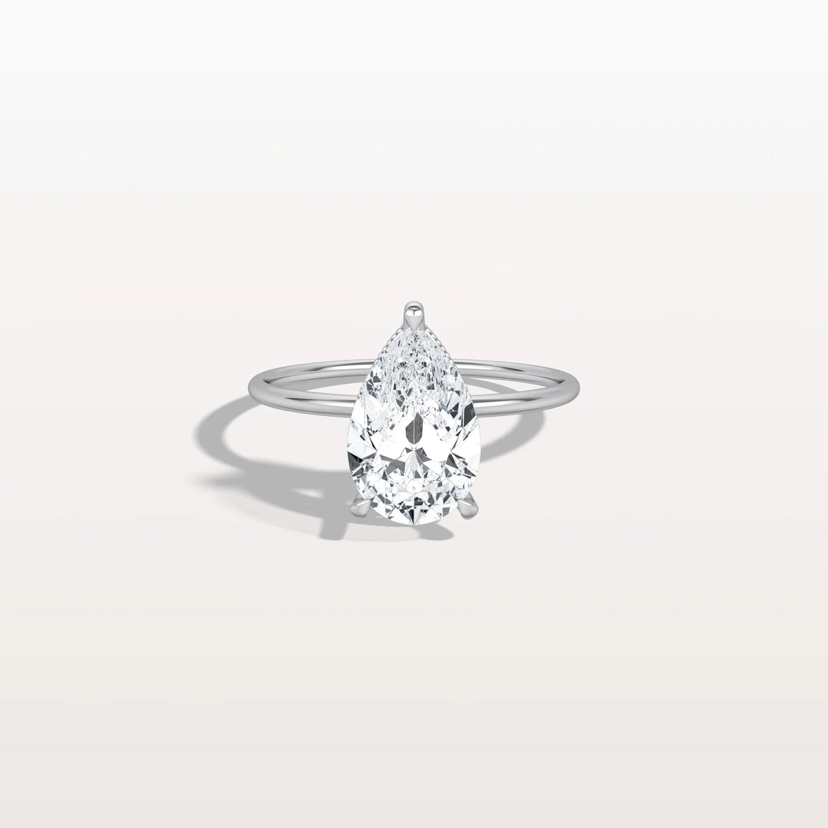 Hidden Halo 2CT Pear Lab Diamond Ring with Basket Setting - Rings