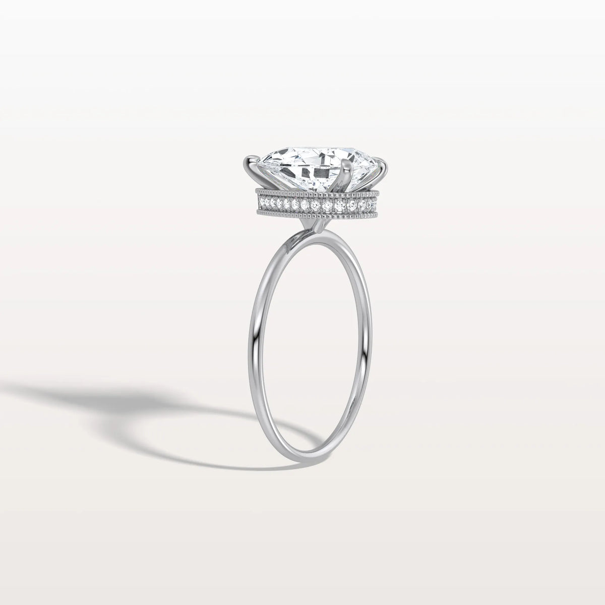 Hidden Halo 2CT Pear Lab Diamond Ring with Basket Setting - Rings