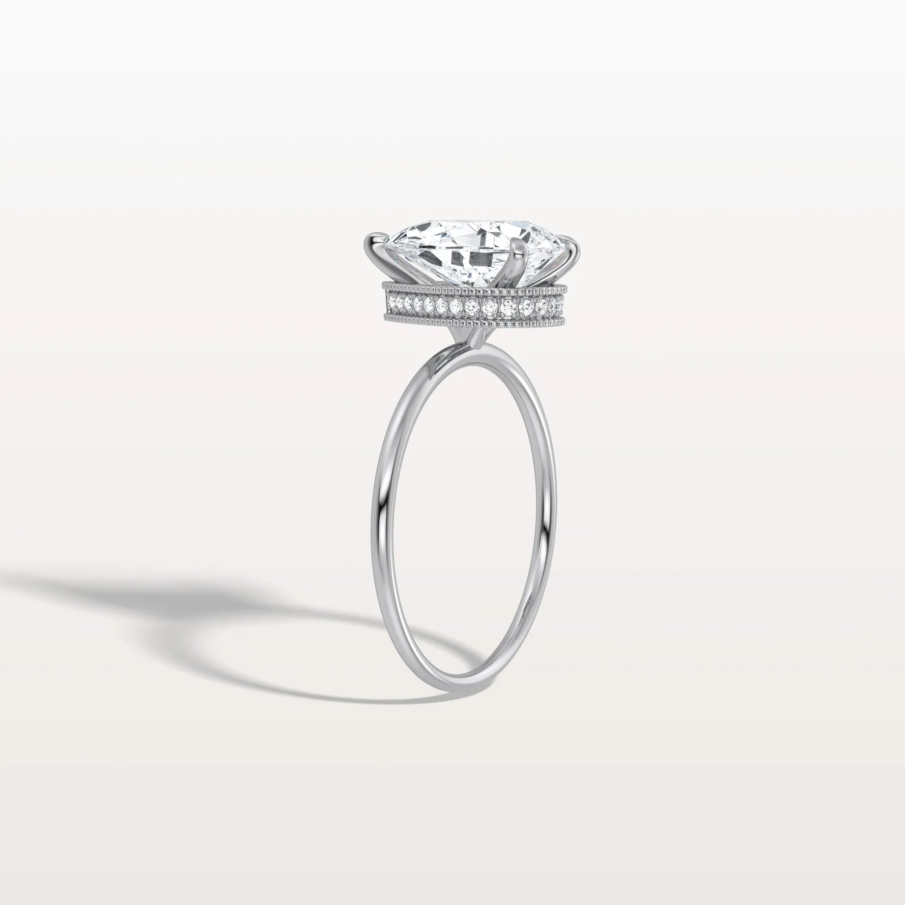 Hidden Halo 2CT Pear Lab Diamond Ring with Basket Setting - Rings