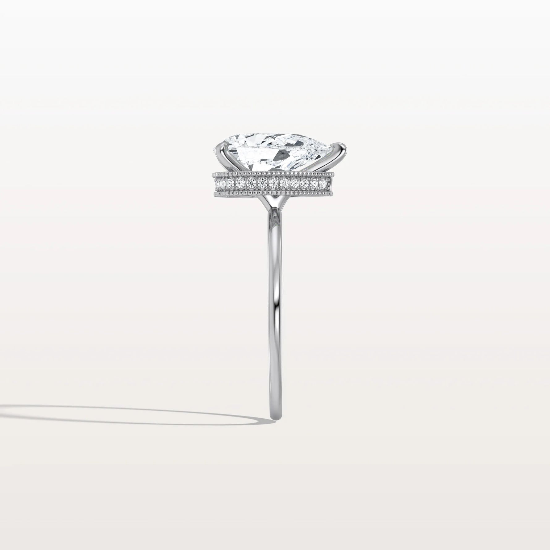 Hidden Halo 2CT Pear Lab Diamond Ring with Basket Setting - Rings