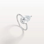 Hidden Halo 2CT Pear Lab Diamond Ring with Basket Setting - Rings