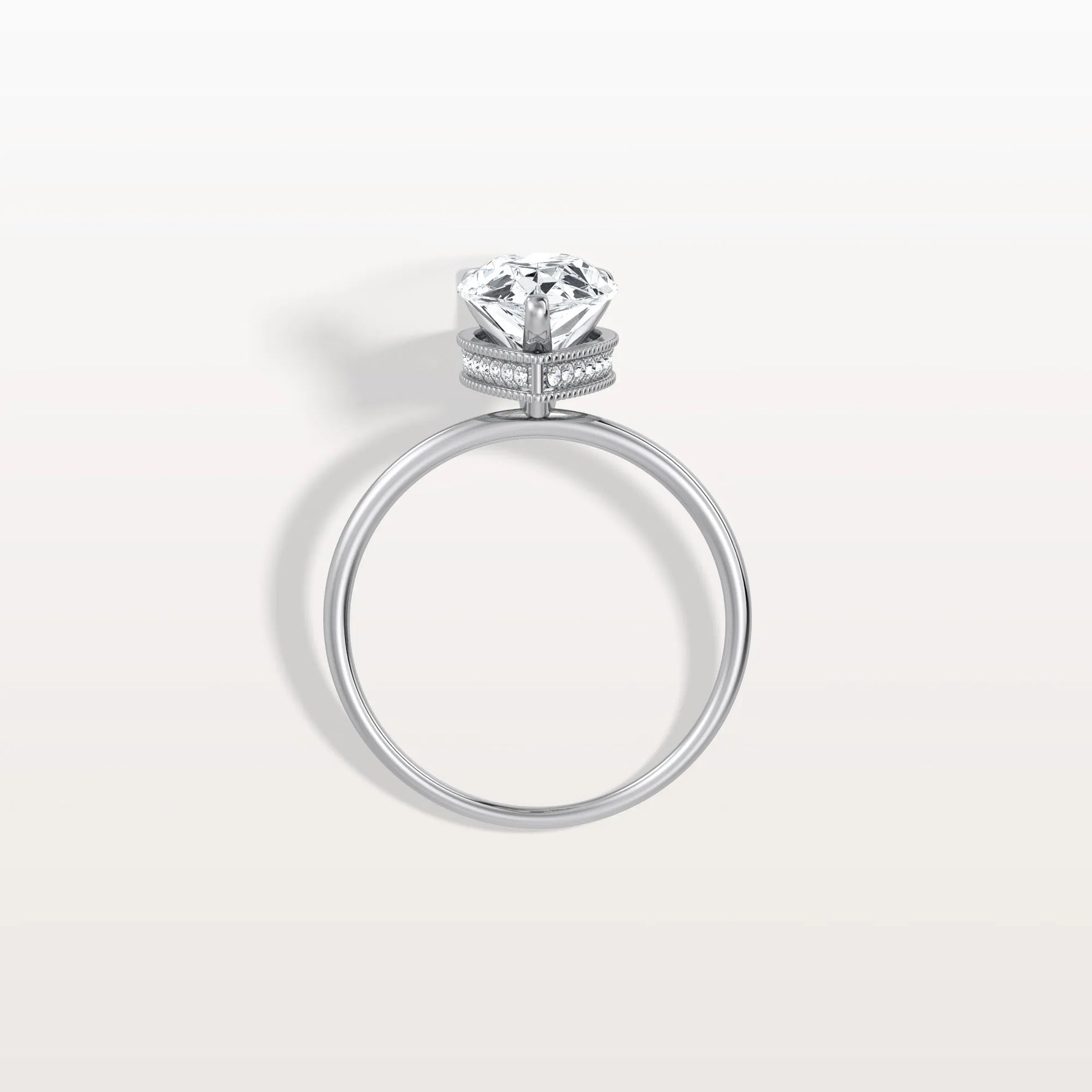 Hidden Halo 2CT Pear Lab Diamond Ring with Basket Setting - Rings