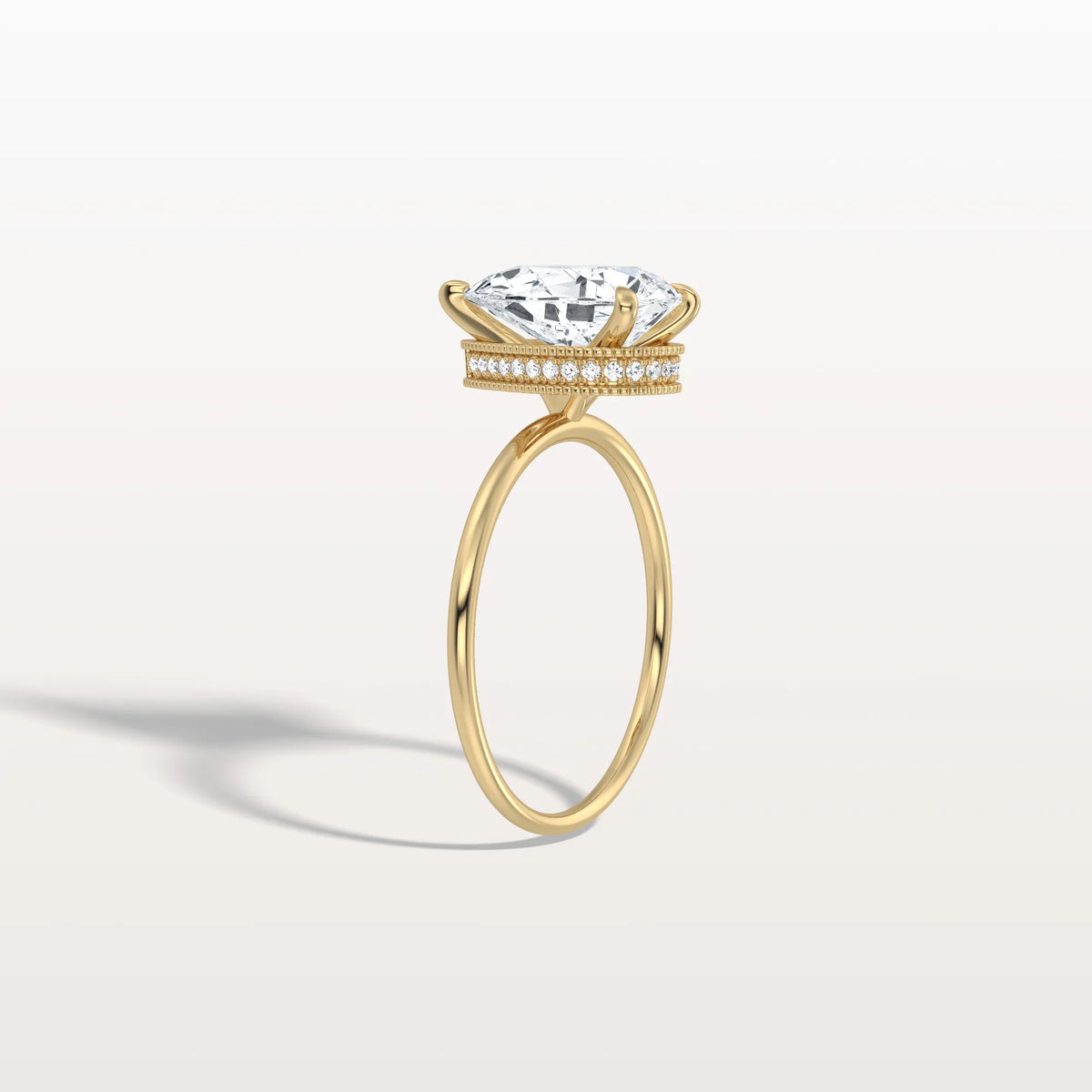 Hidden Halo 2CT Pear Lab Diamond Ring with Basket Setting - Rings