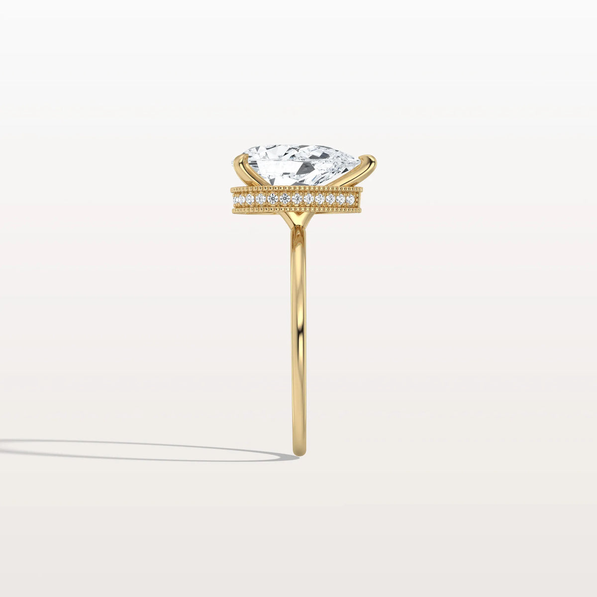 Hidden Halo 2CT Pear Lab Diamond Ring with Basket Setting - Rings