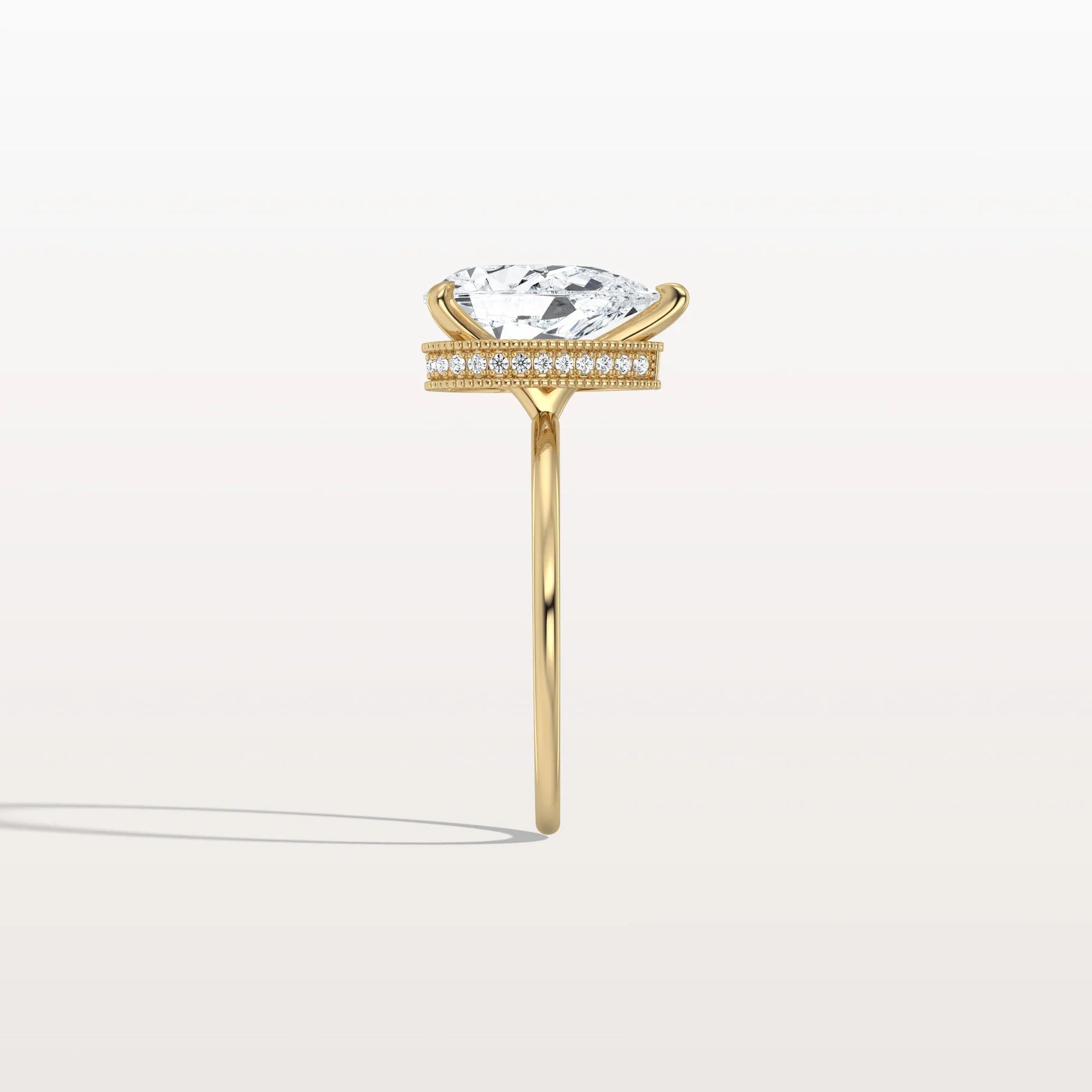 Hidden Halo 2CT Pear Lab Diamond Ring with Basket Setting - Rings