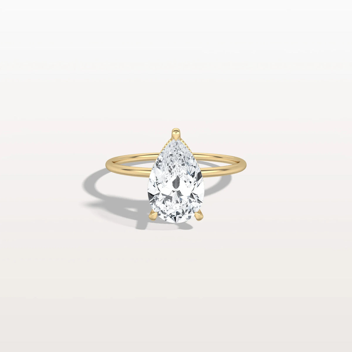 Hidden Halo 2CT Pear Lab Diamond Ring with Basket Setting - Rings