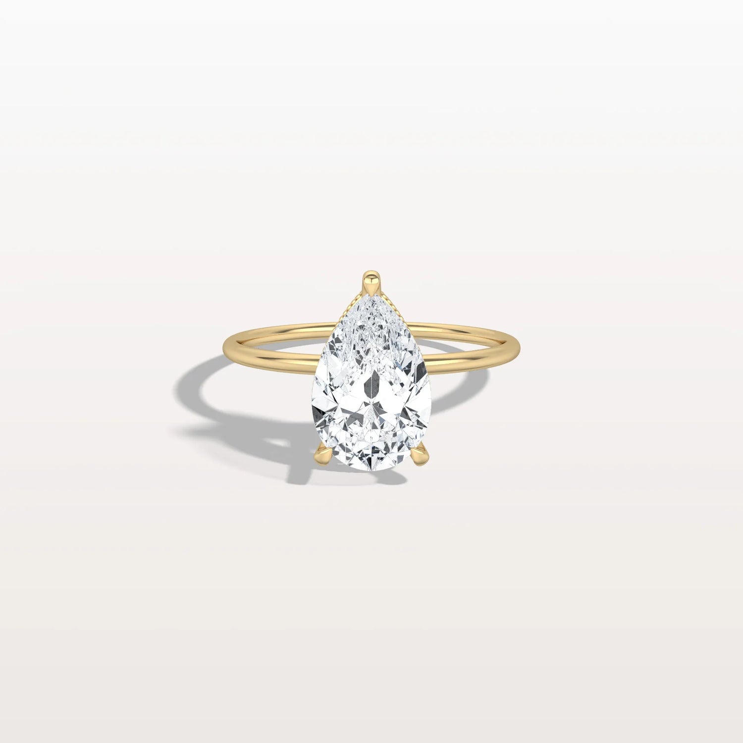 Hidden Halo 2CT Pear Lab Diamond Ring with Basket Setting - Rings