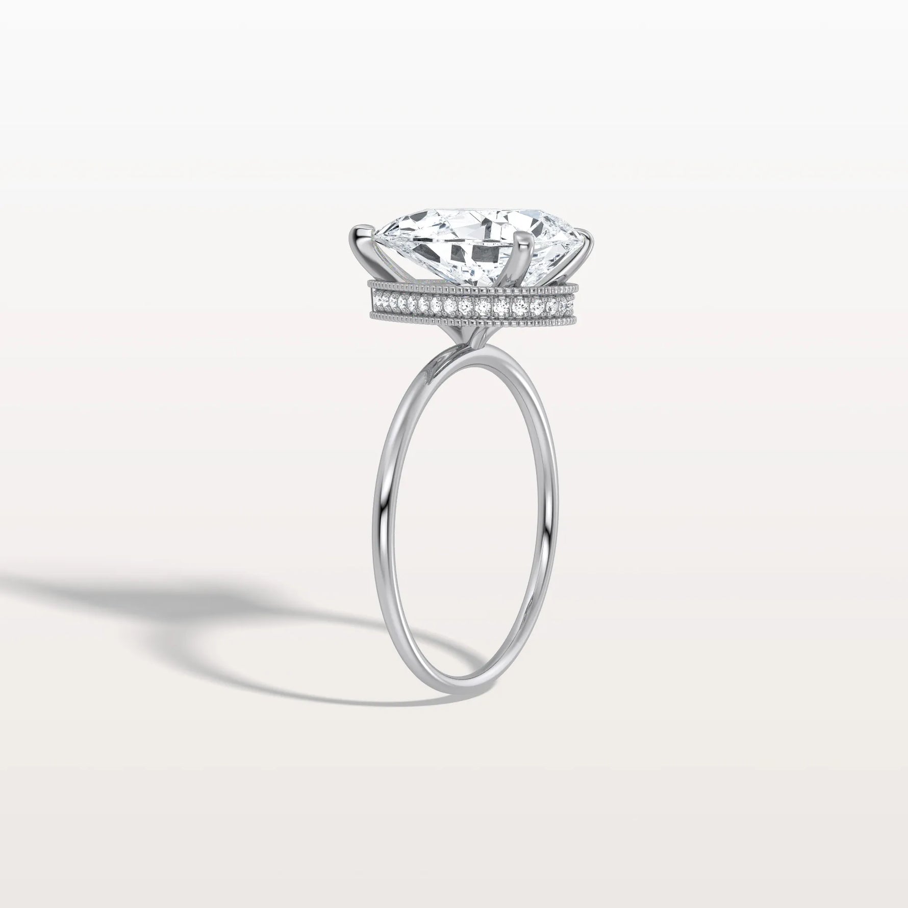 Hidden Halo 3CT Pear Lab Diamond Ring with Basket Setting - Rings