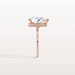 Hidden Halo 3CT Pear Lab Diamond Ring with Basket Setting - Rings