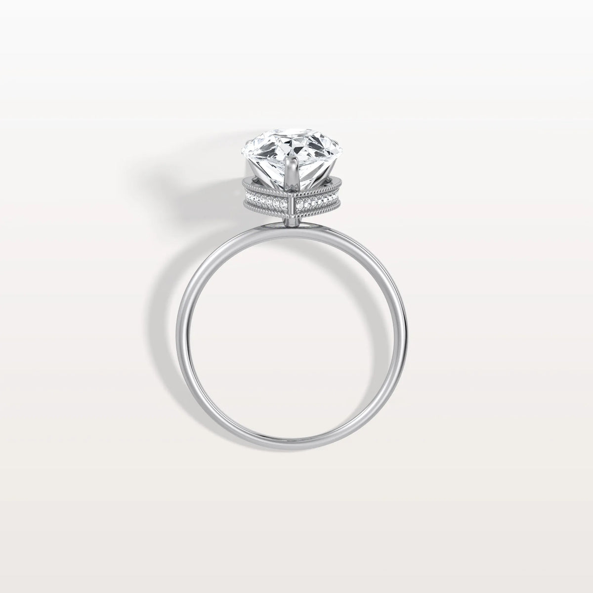 Hidden Halo 3CT Pear Lab Diamond Ring with Basket Setting - Rings