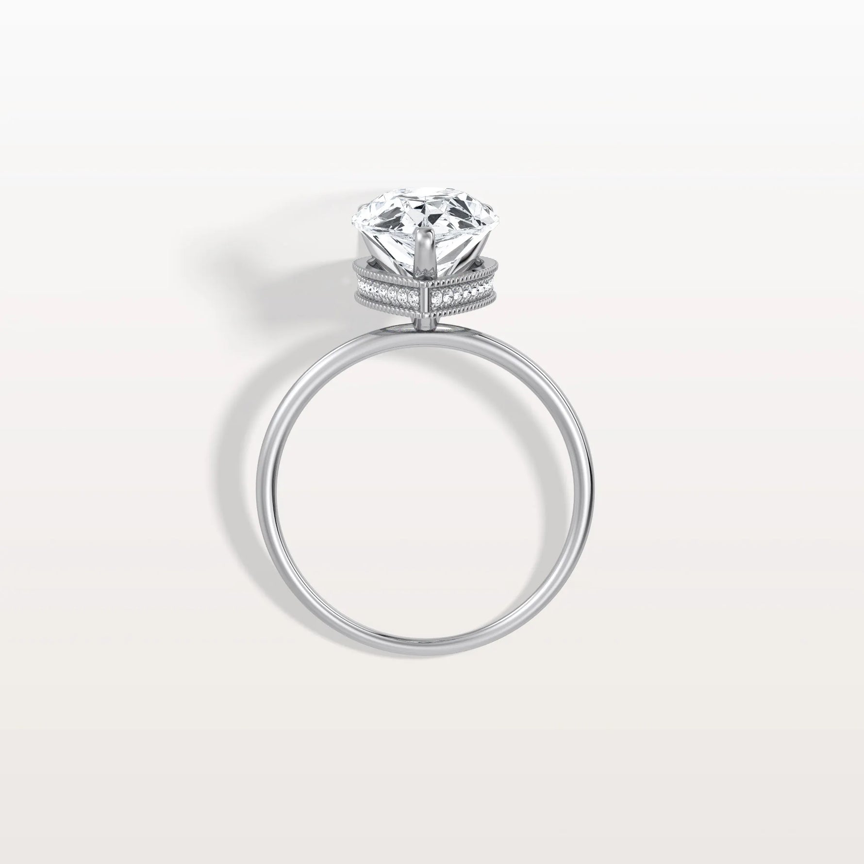 Hidden Halo 3CT Pear Lab Diamond Ring with Basket Setting - Rings