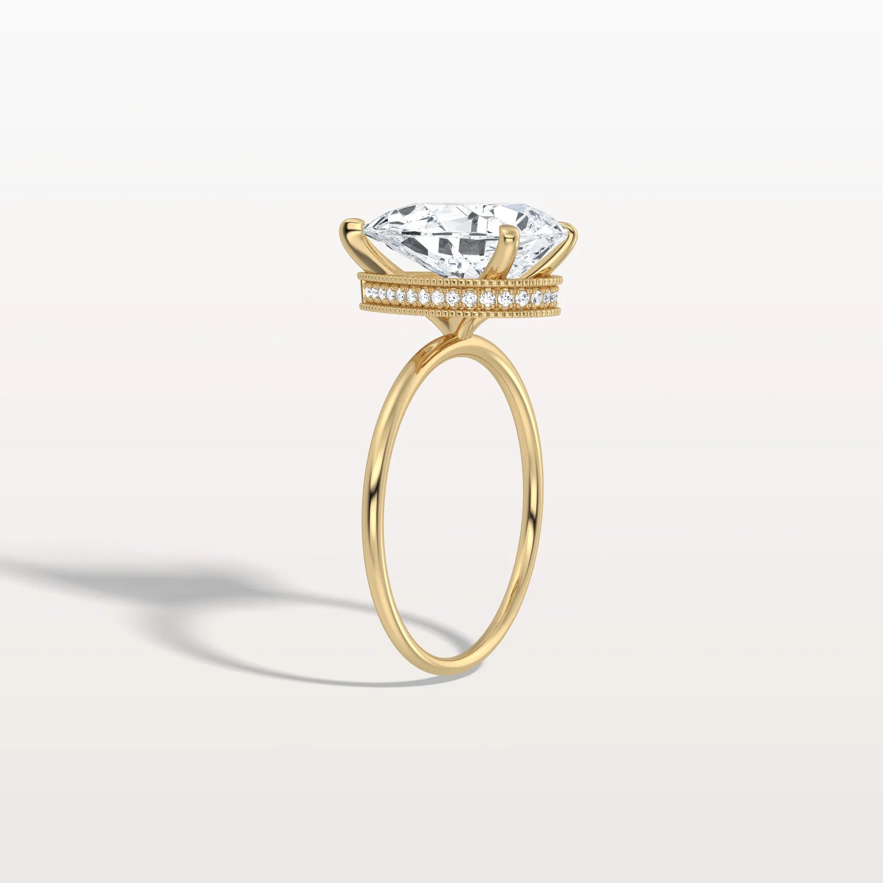 Hidden Halo 3CT Pear Lab Diamond Ring with Basket Setting - Rings