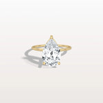 Hidden Halo 3CT Pear Lab Diamond Ring with Basket Setting - Rings