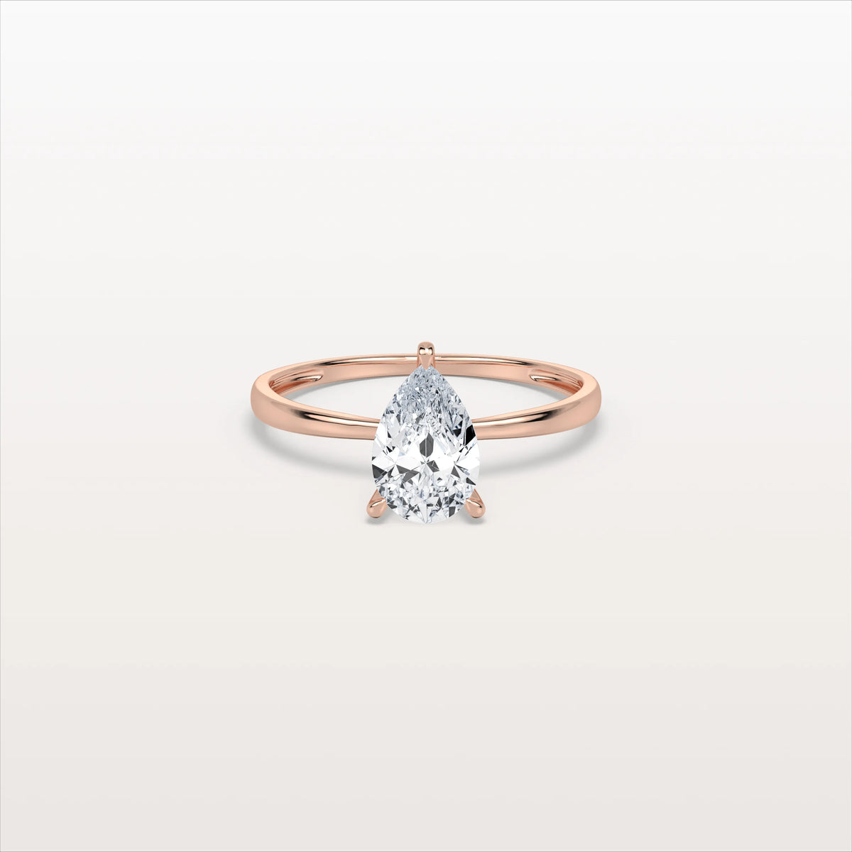 1CT Pear Cut Lab Diamond Engagement Ring In 14K Gold - Rings