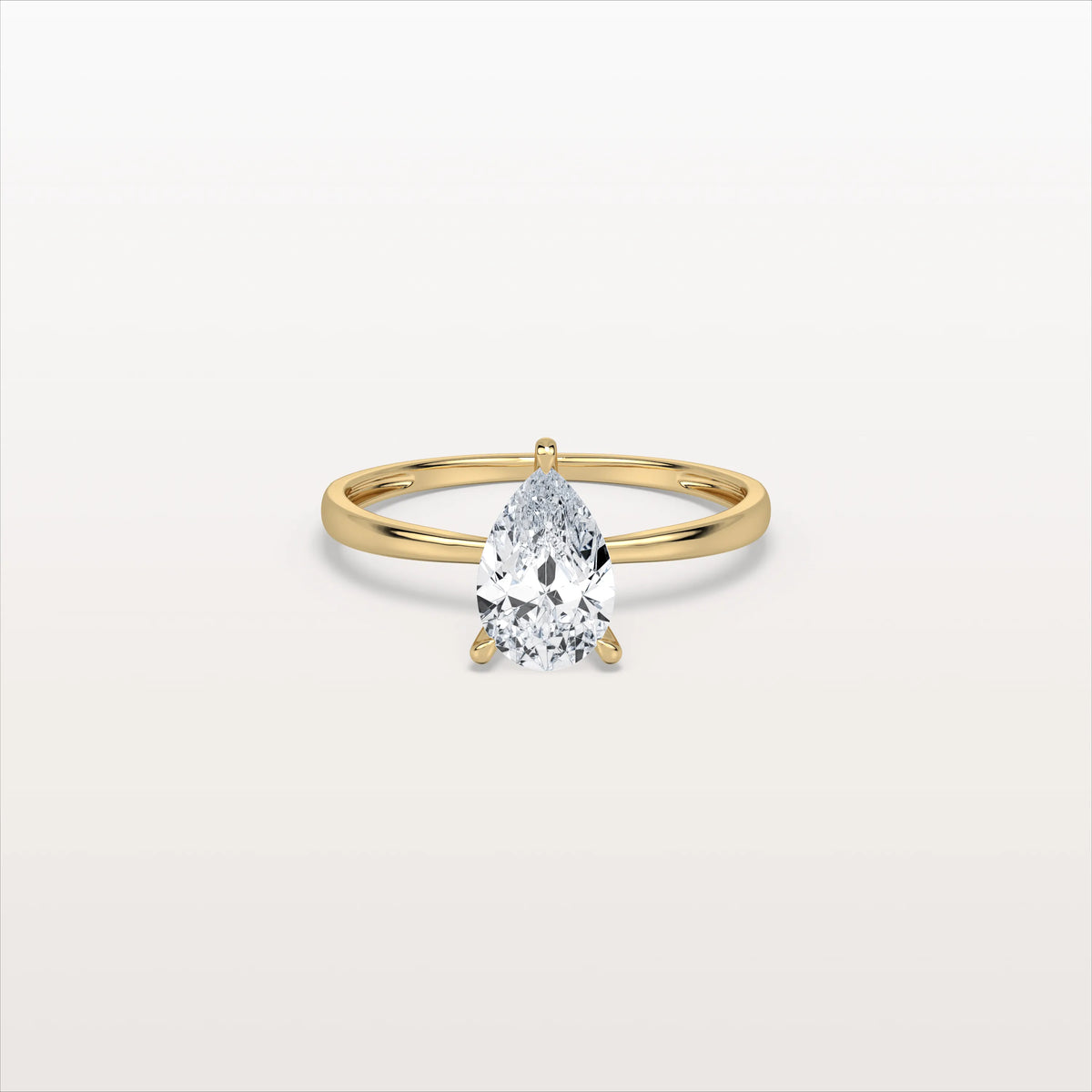 1CT Pear Cut Lab Diamond Engagement Ring In 14K Gold - Rings