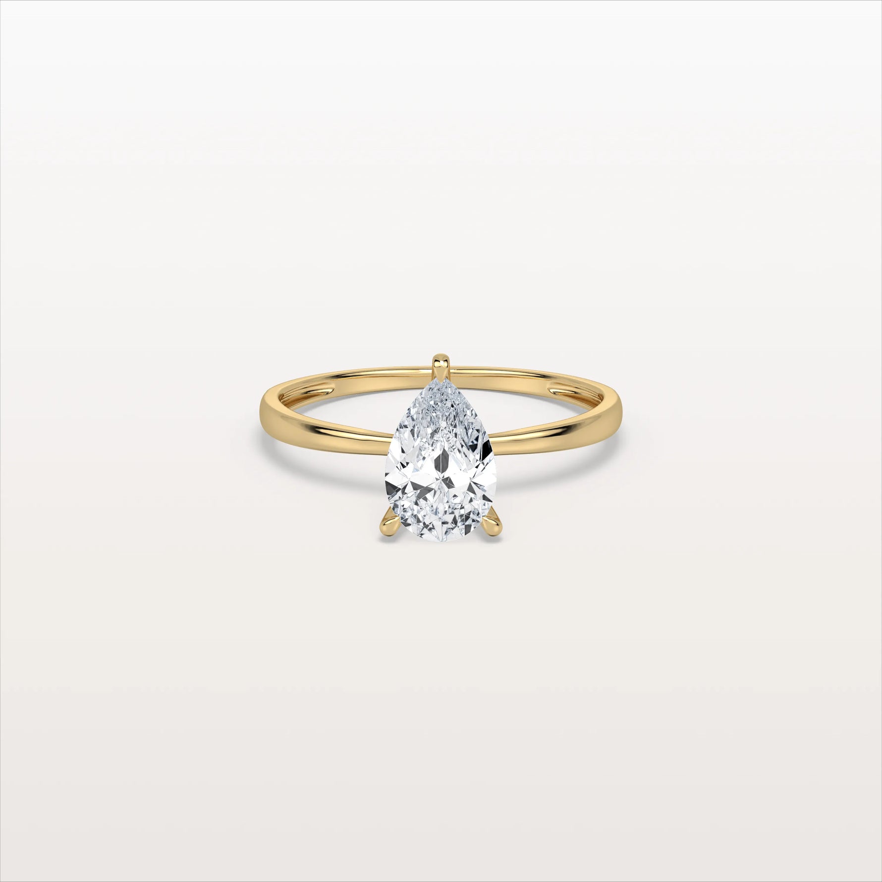 1CT Pear Cut Lab Diamond Engagement Ring In 14K Gold - Rings