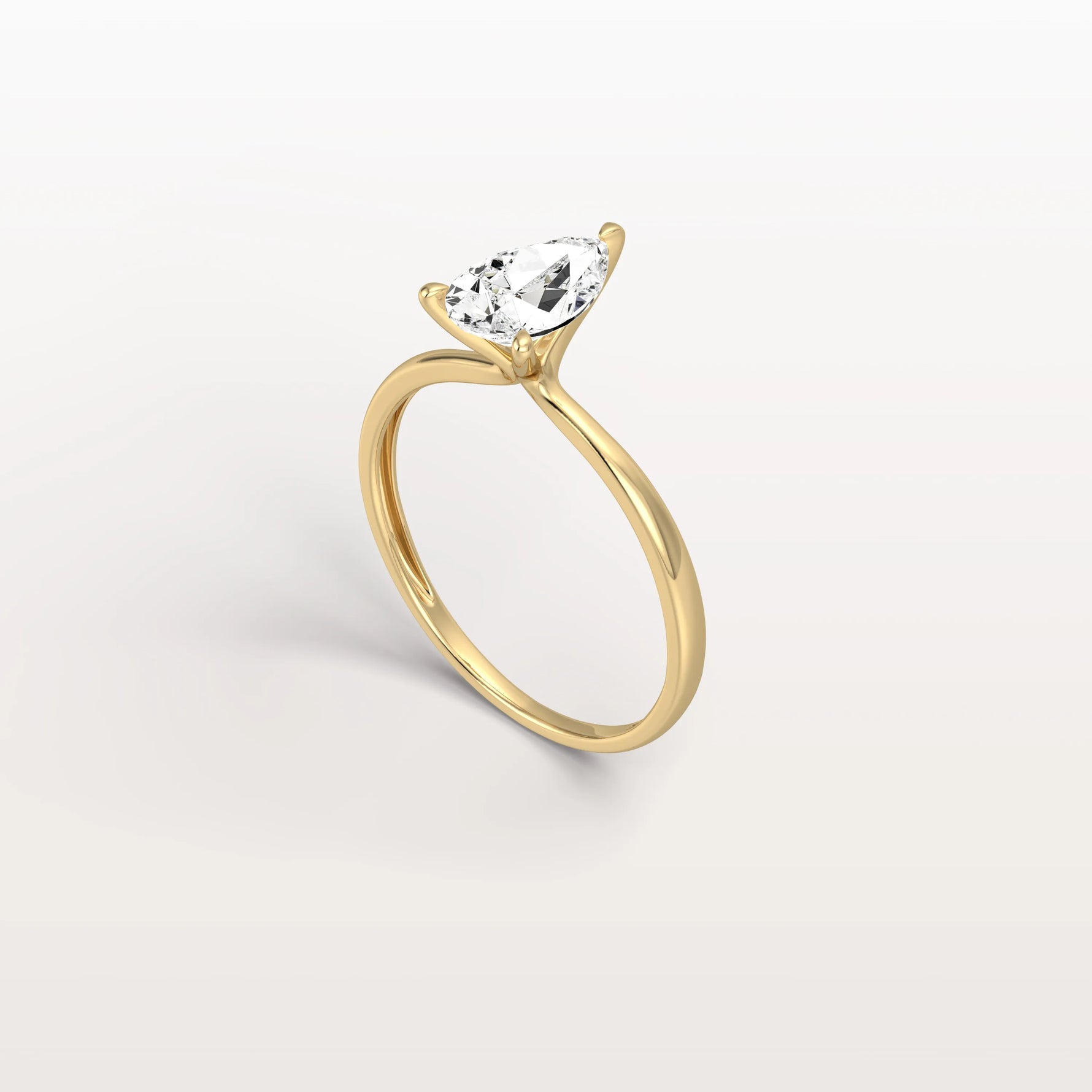 1CT Pear Cut Lab Diamond Engagement Ring In 14K Gold - Rings