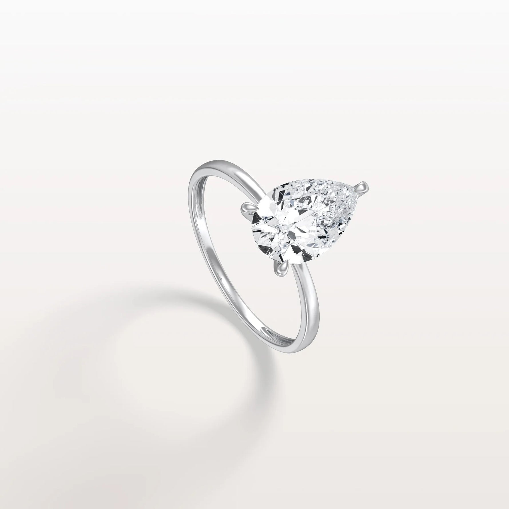 2CT Pear Cut Lab Diamond Engagement Ring In 14K Gold - Rings