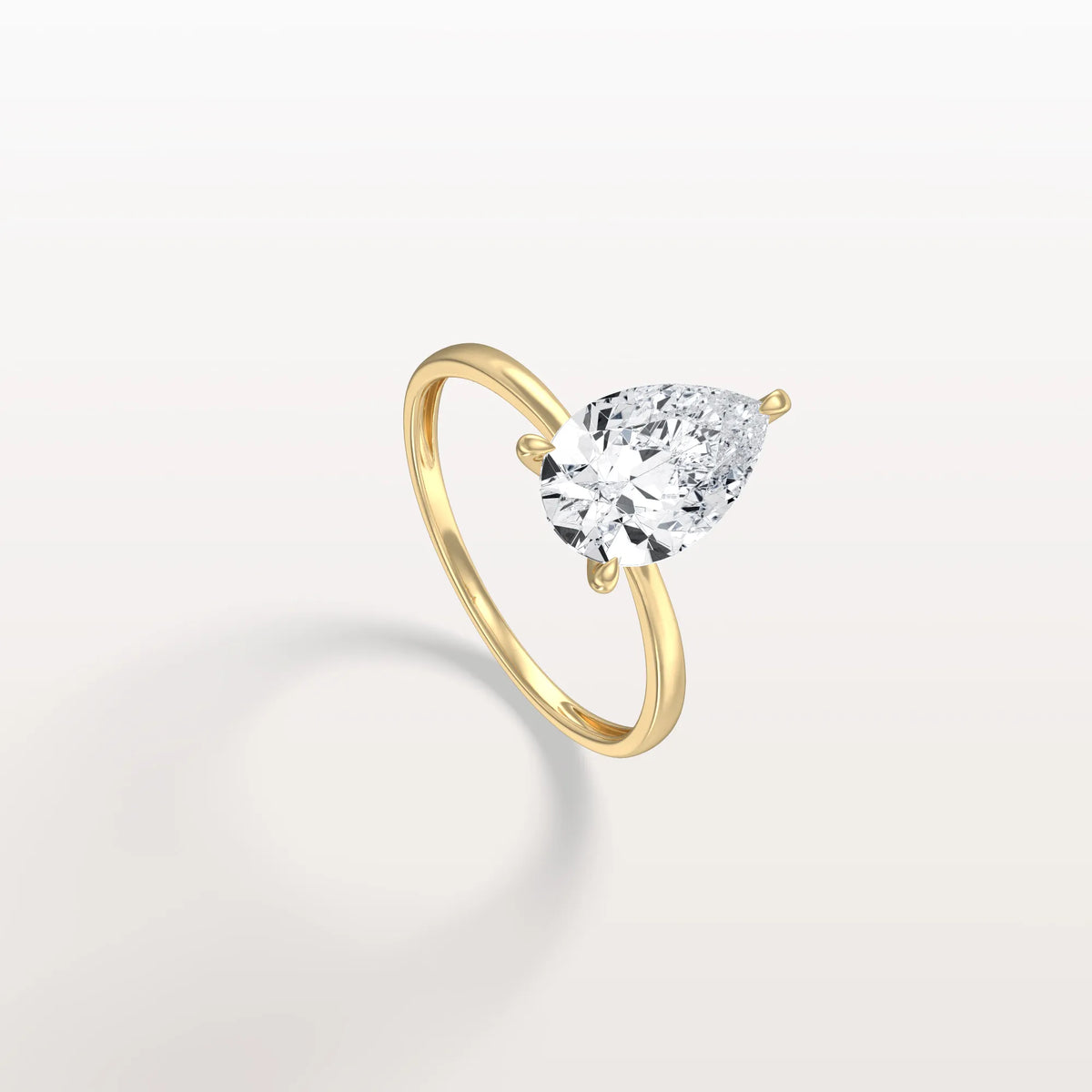 2CT Pear Cut Lab Diamond Engagement Ring In 14K Gold - Rings