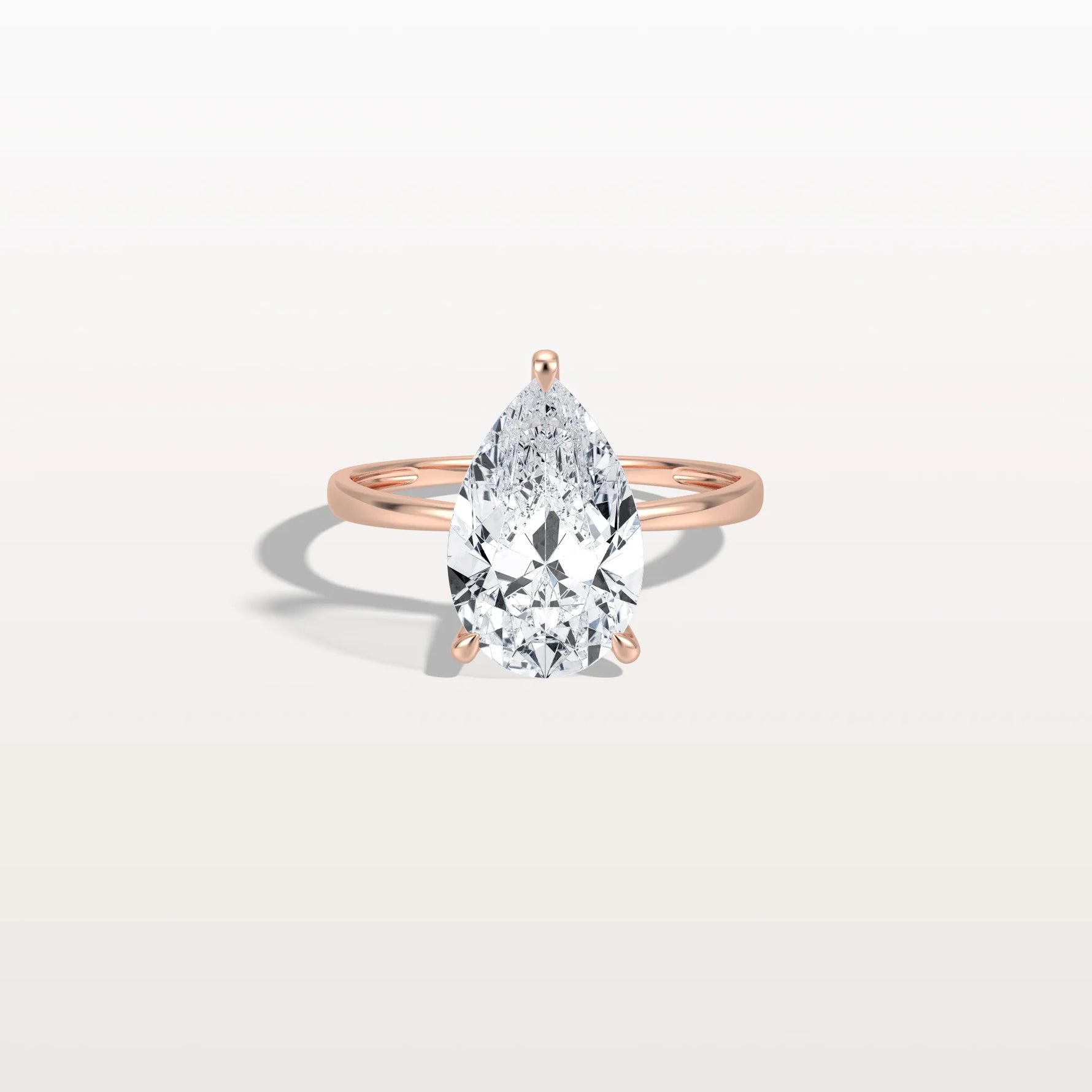 3CT Pear Cut Lab Diamond Engagement Ring In 14K Gold - Rings