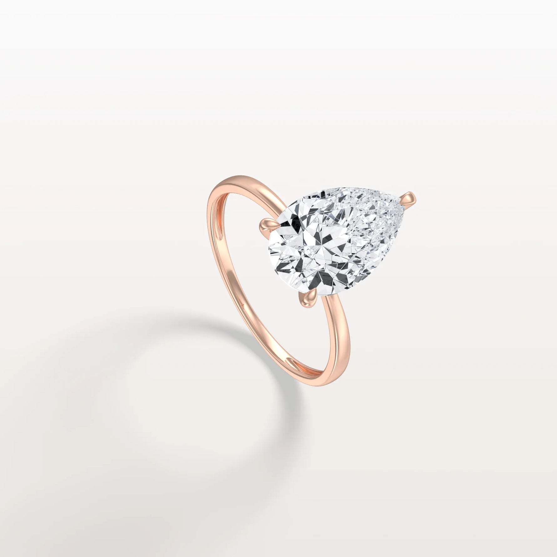 3CT Pear Cut Lab Diamond Engagement Ring In 14K Gold - Rings