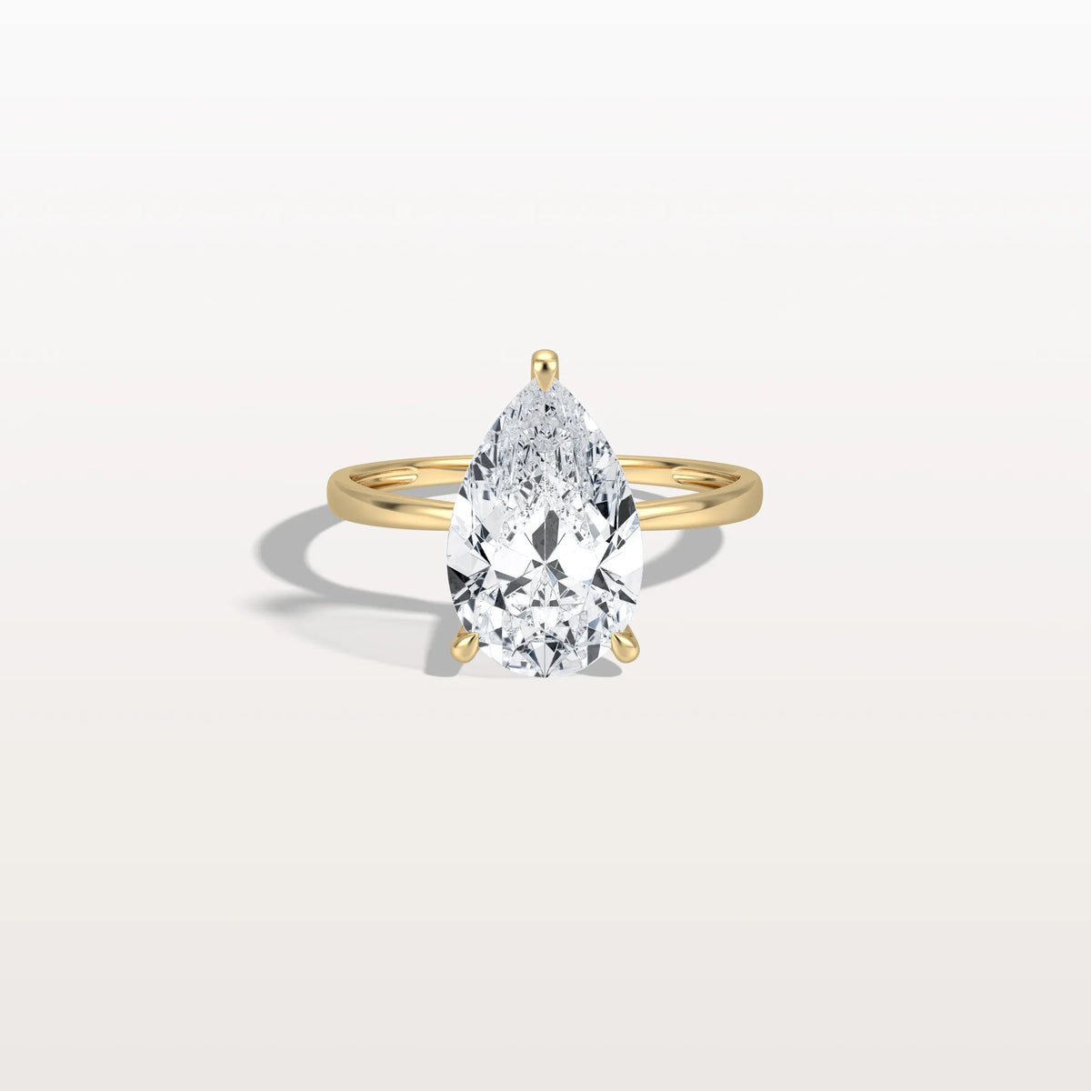 3CT Pear Cut Lab Diamond Engagement Ring In 14K Gold - Rings