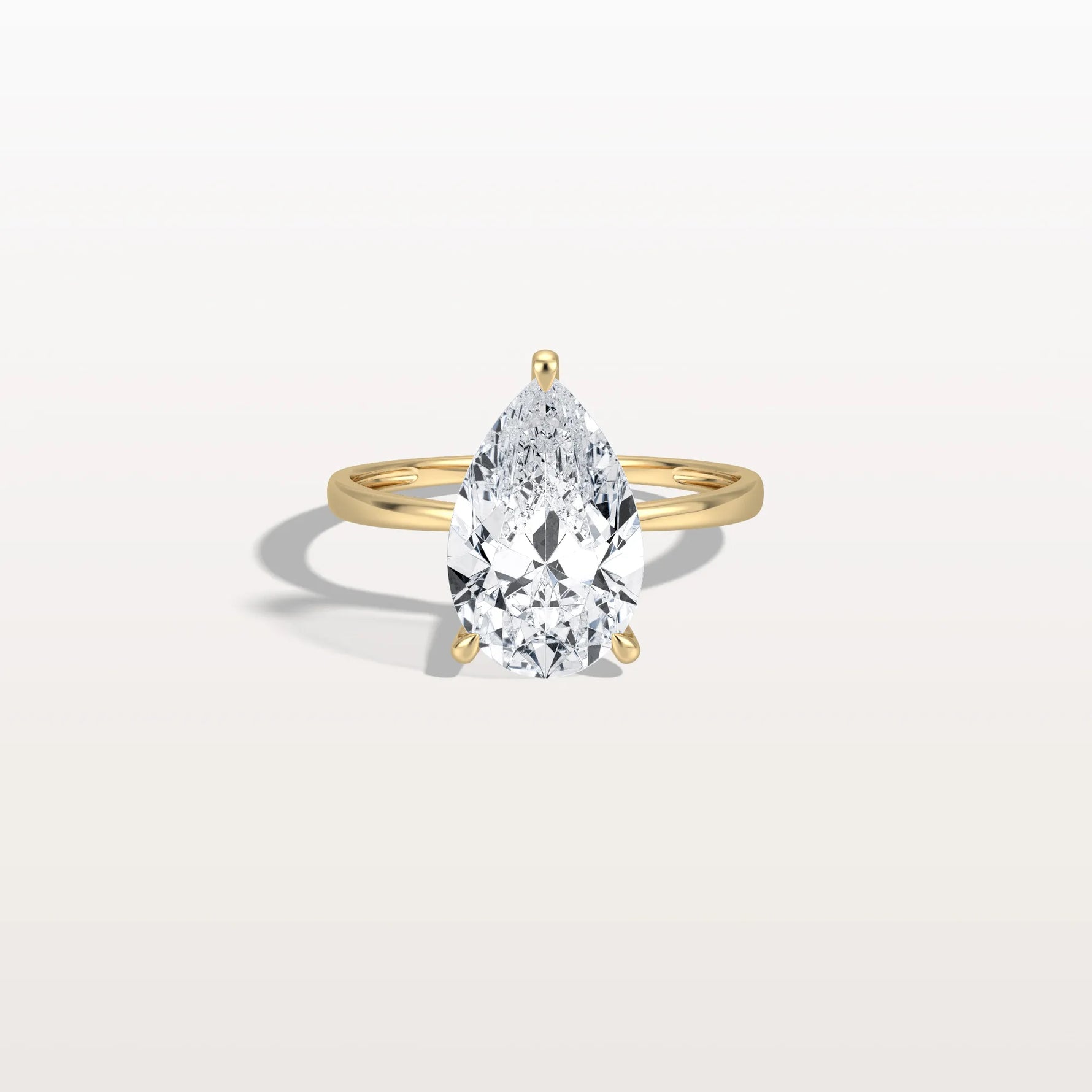3CT Pear Cut Lab Diamond Engagement Ring In 14K Gold - Rings