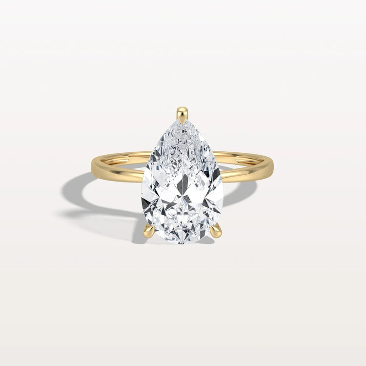 3CT Pear Cut Lab Diamond Engagement Ring In 14K Gold - Rings