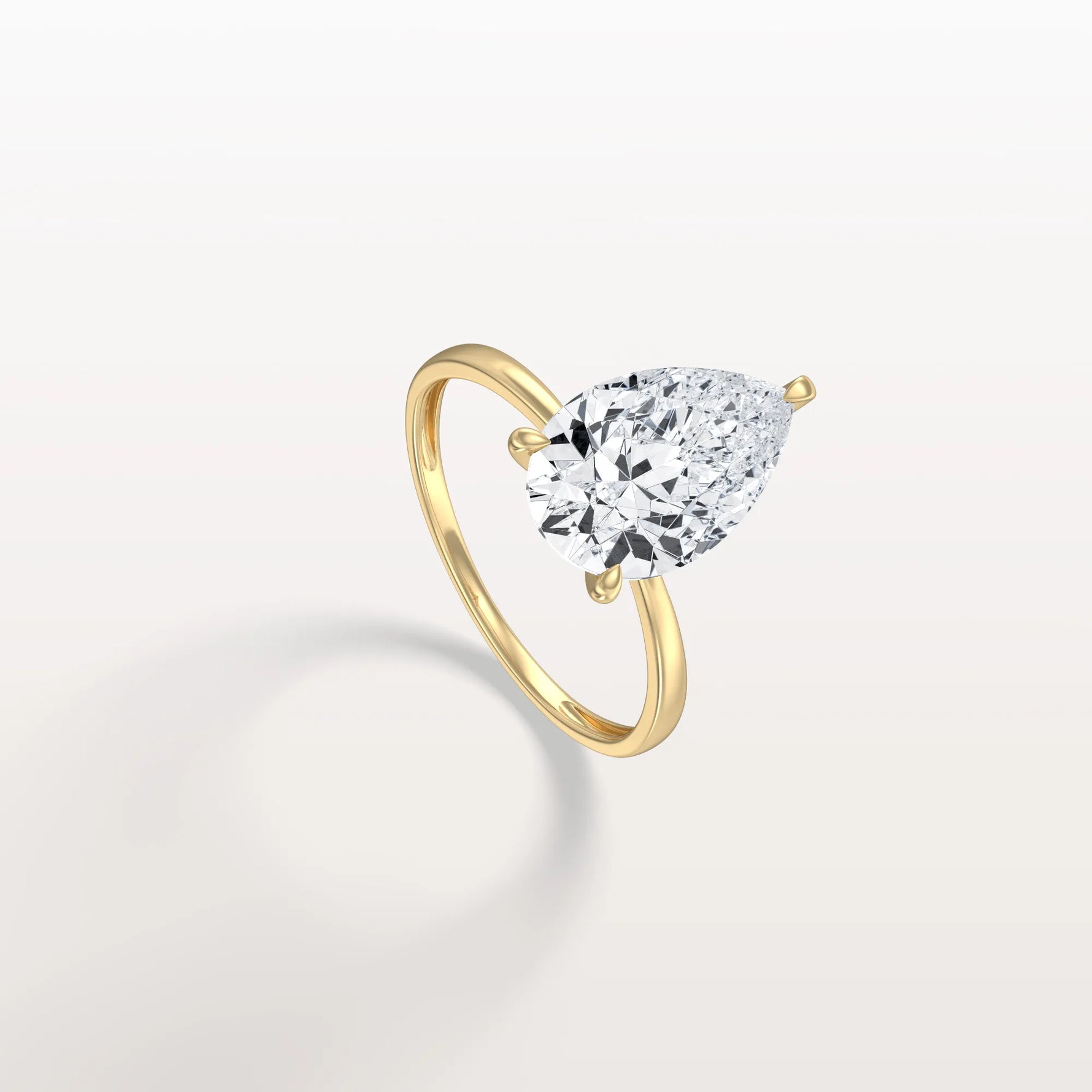 3CT Pear Cut Lab Diamond Engagement Ring In 14K Gold - Rings