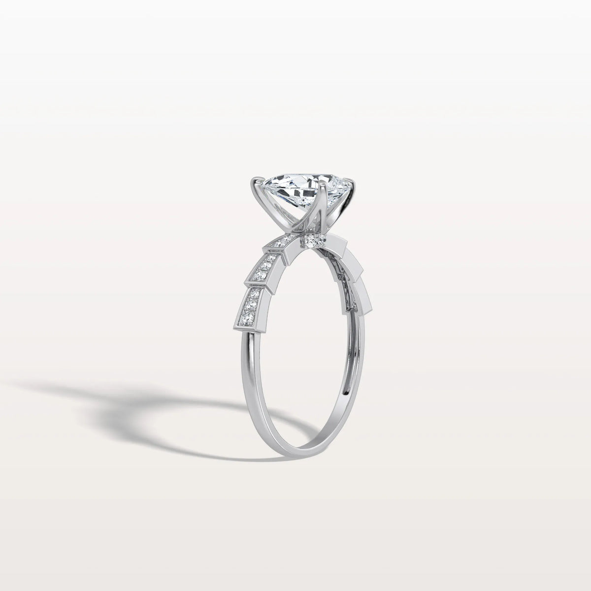 1CT Pear Cut Lab Diamond Hidden Halo Ring - Modern Style - Rings