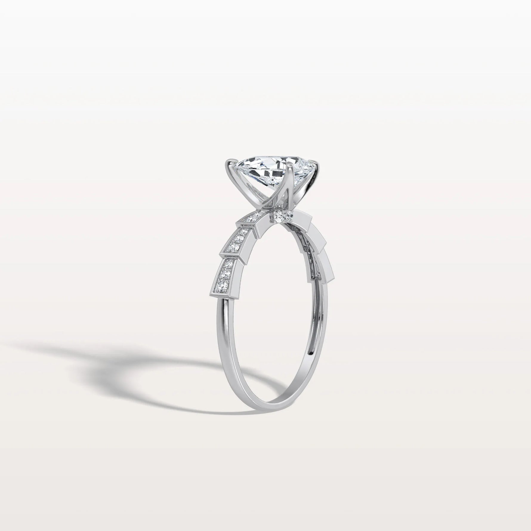 1CT Pear Cut Lab Diamond Hidden Halo Ring - Modern Style - Rings