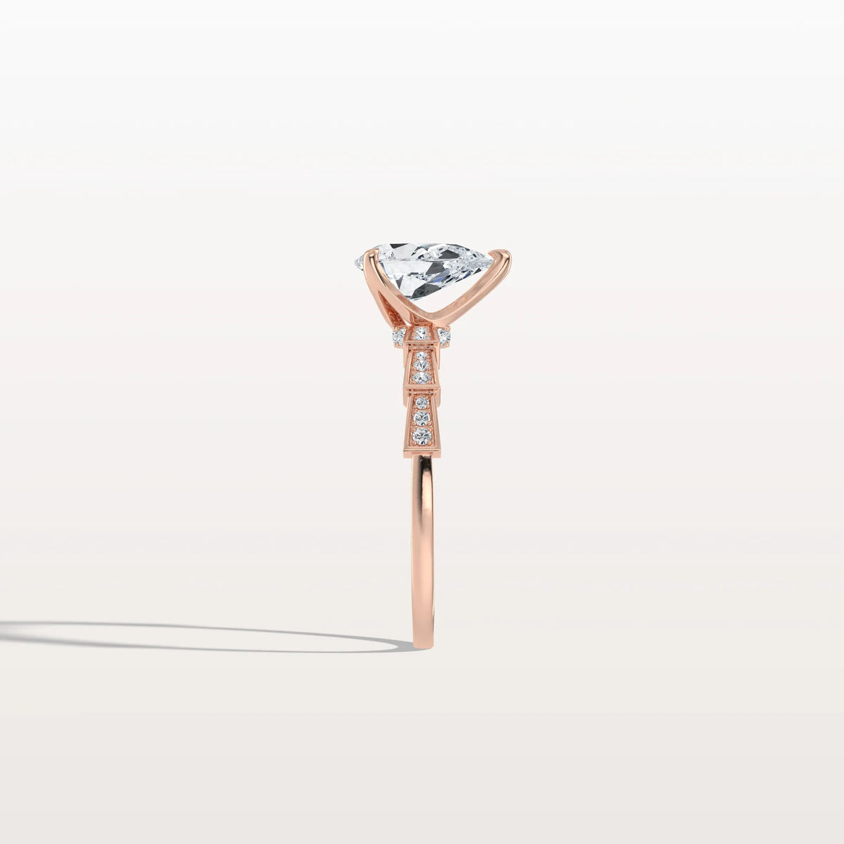 1CT Pear Cut Lab Diamond Hidden Halo Ring - Modern Style - Rings