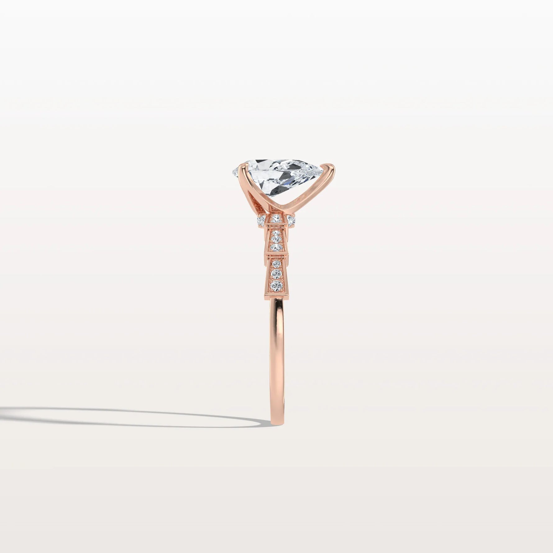 1CT Pear Cut Lab Diamond Hidden Halo Ring - Modern Style - Rings