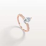 1CT Pear Cut Lab Diamond Hidden Halo Ring - Modern Style - Rings