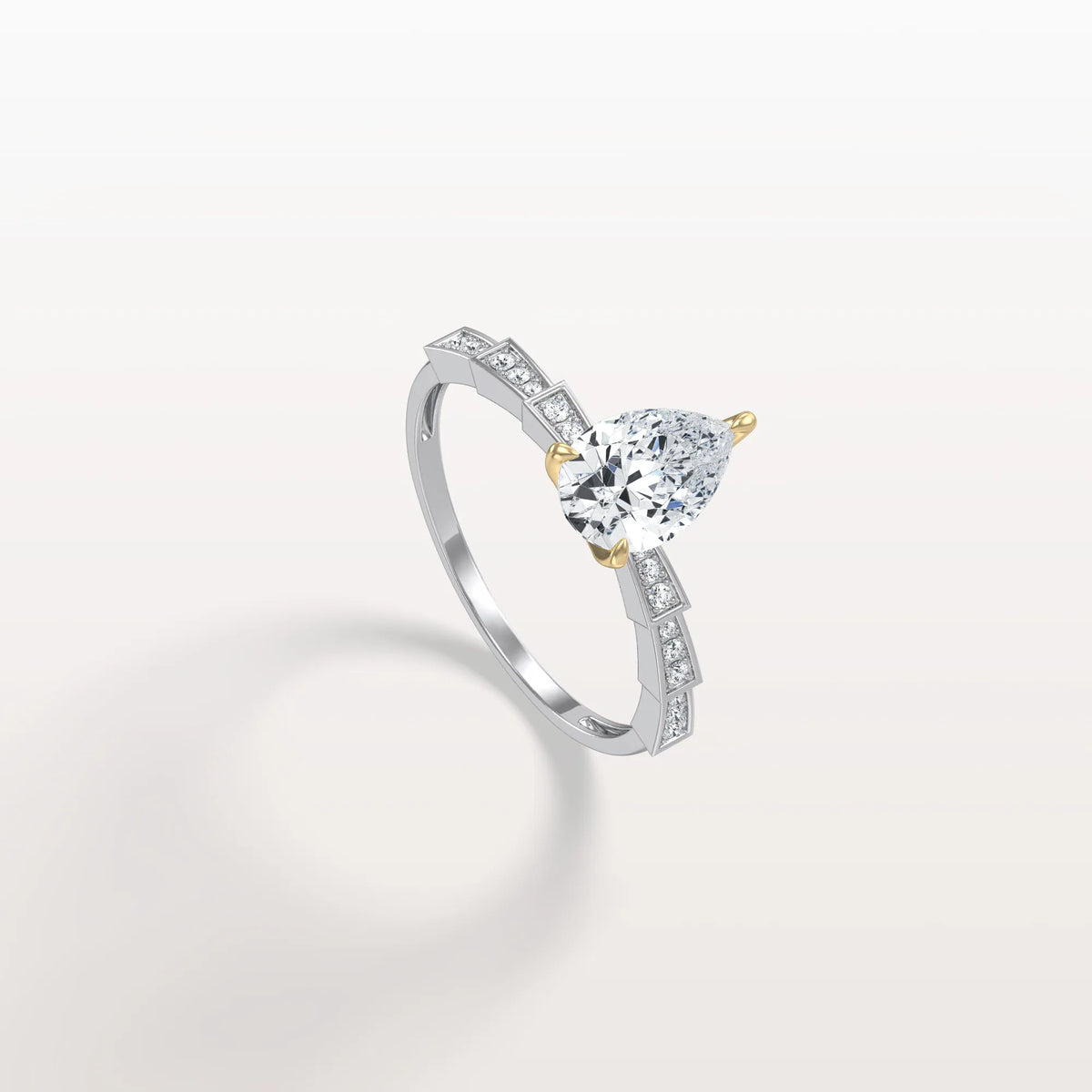 1CT Two - Tone Pave Pear Lab Grown Diamond Ring - Rings