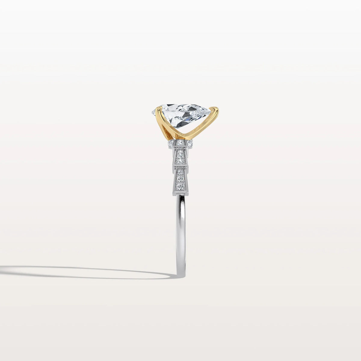 1CT Two - Tone Pave Pear Lab Grown Diamond Ring - Rings