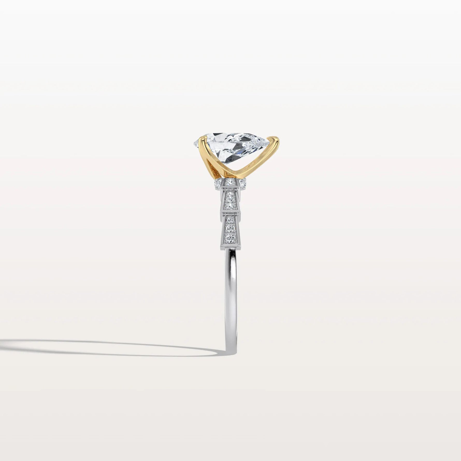 1CT Two - Tone Pave Pear Lab Grown Diamond Ring - Rings