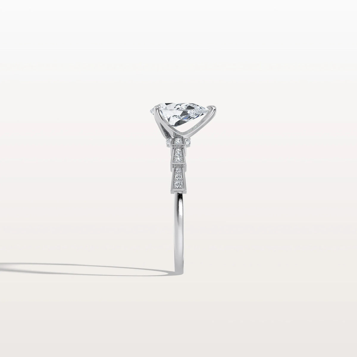 1CT Pear Cut Lab Diamond Hidden Halo Ring - Modern Style - Rings