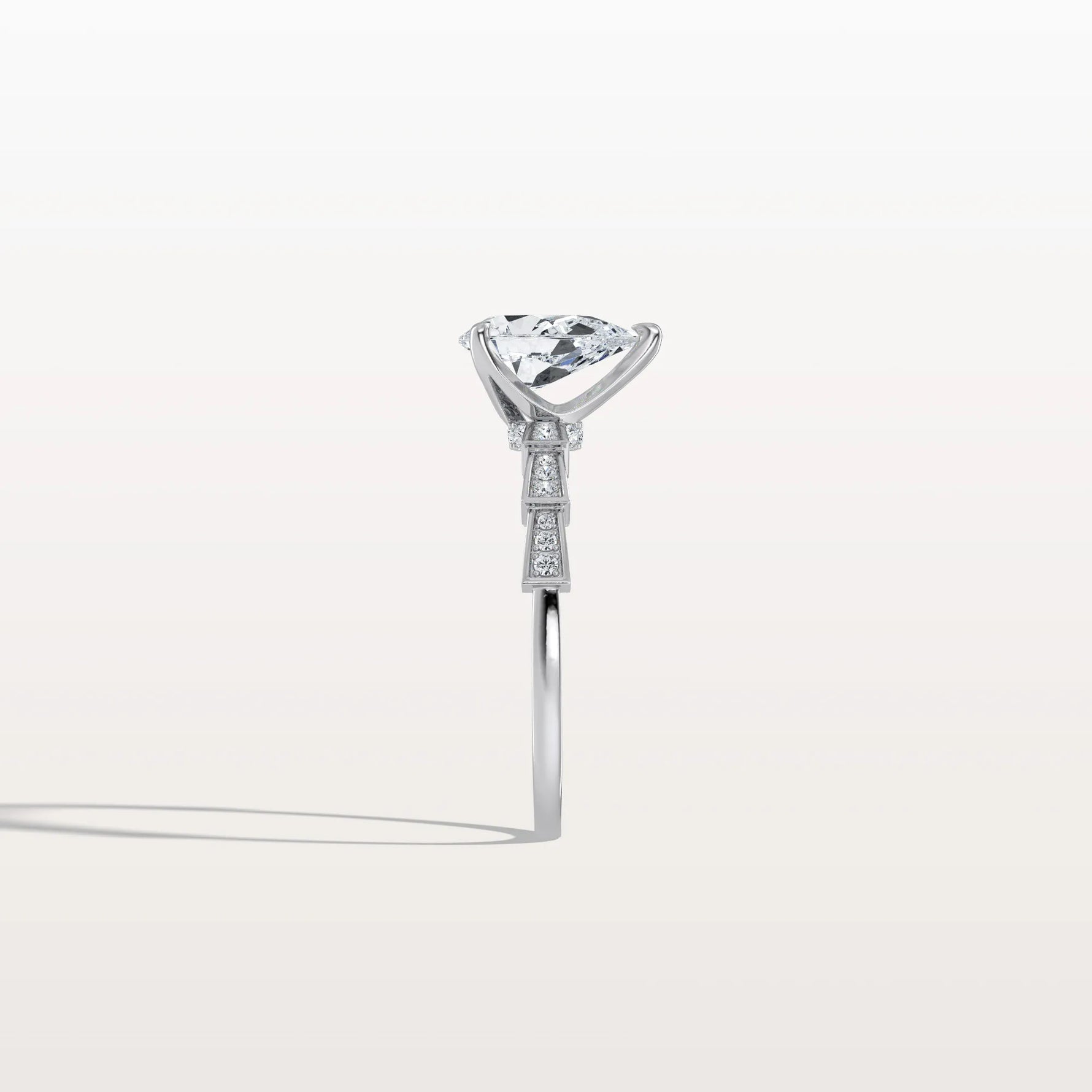 1CT Pear Cut Lab Diamond Hidden Halo Ring - Modern Style - Rings