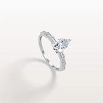 1CT Pear Cut Lab Diamond Hidden Halo Ring - Modern Style - Rings