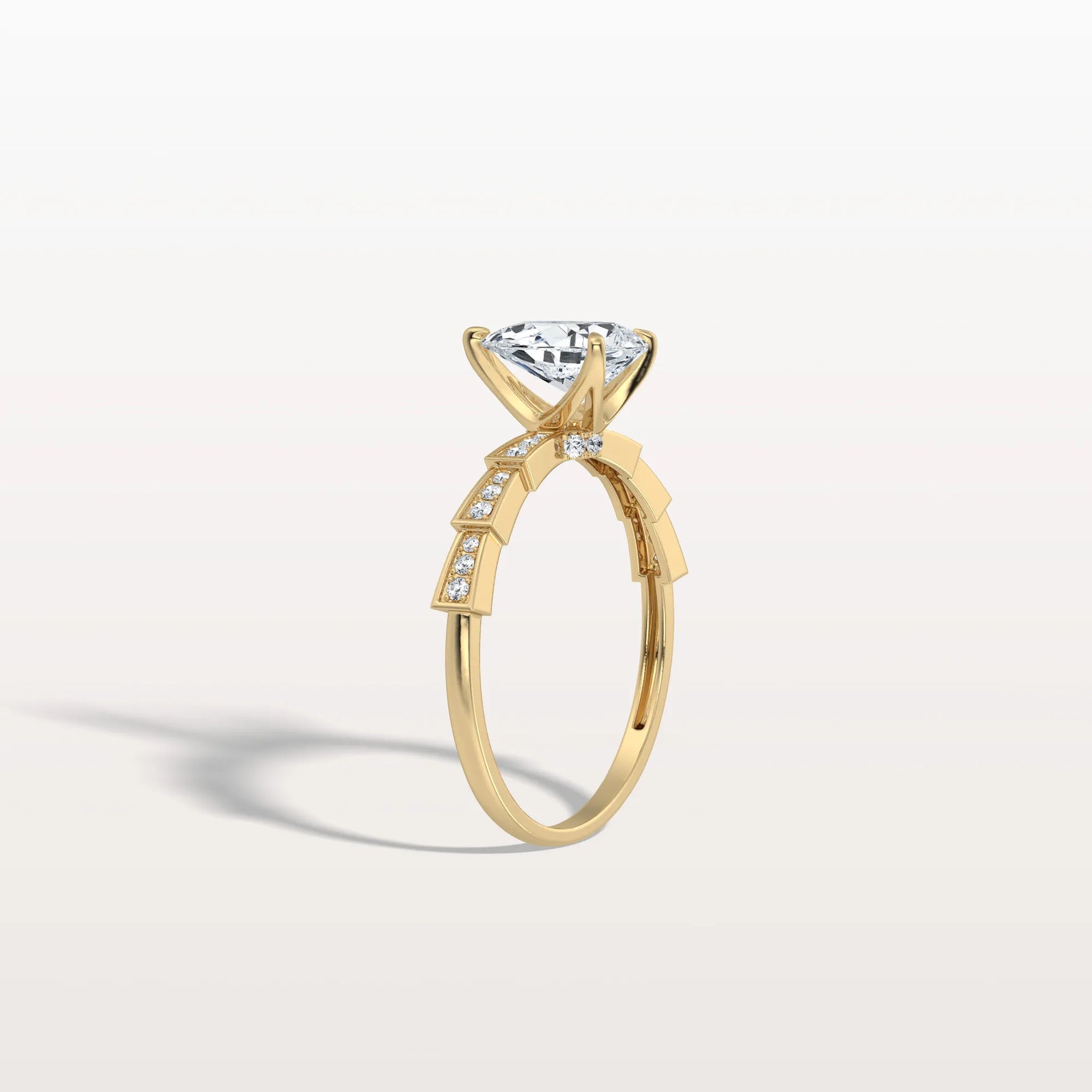 1CT Pear Cut Lab Diamond Hidden Halo Ring - Modern Style - Rings