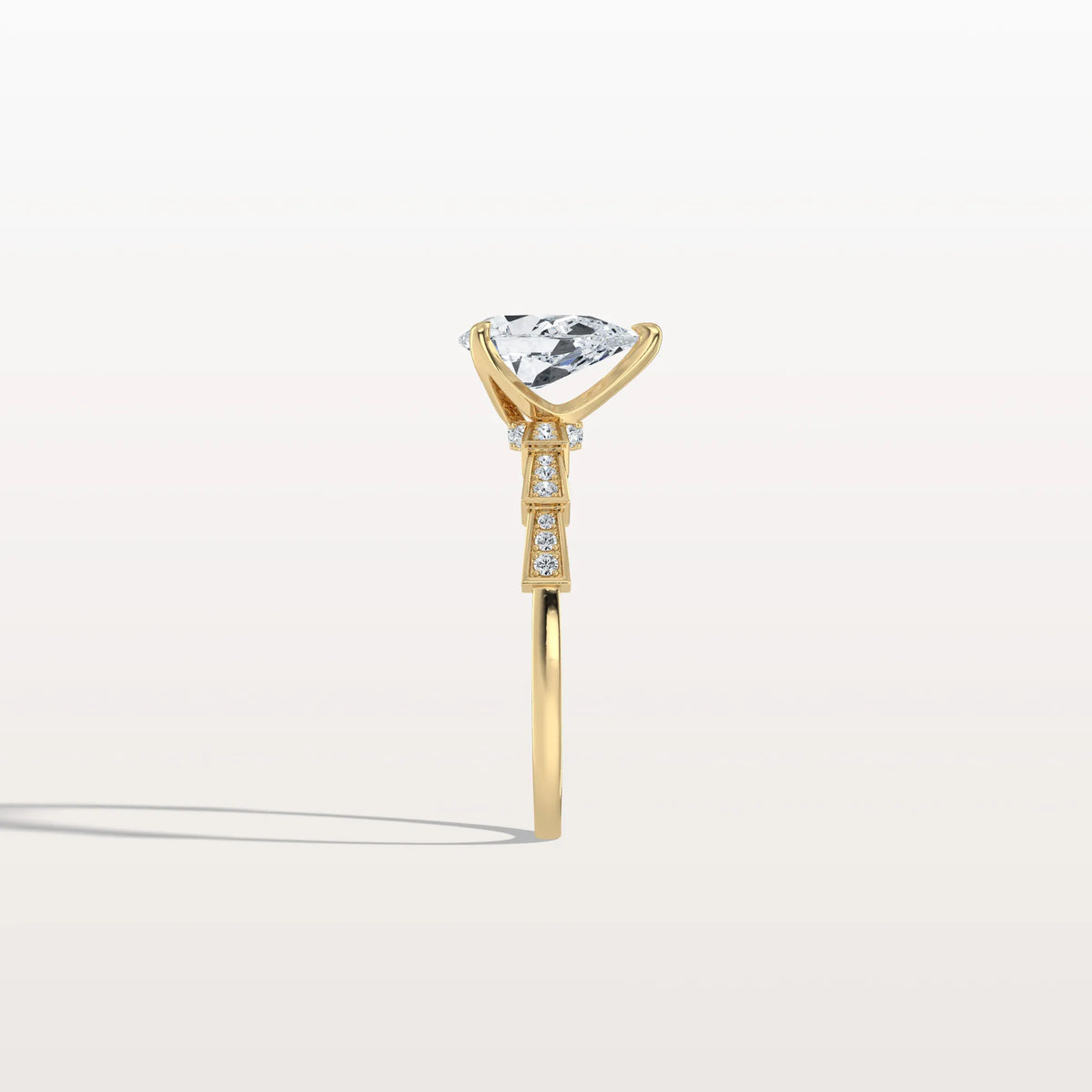 1CT Pear Cut Lab Diamond Hidden Halo Ring - Modern Style - Rings