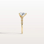 1CT Pear Cut Lab Diamond Hidden Halo Ring - Modern Style - Rings