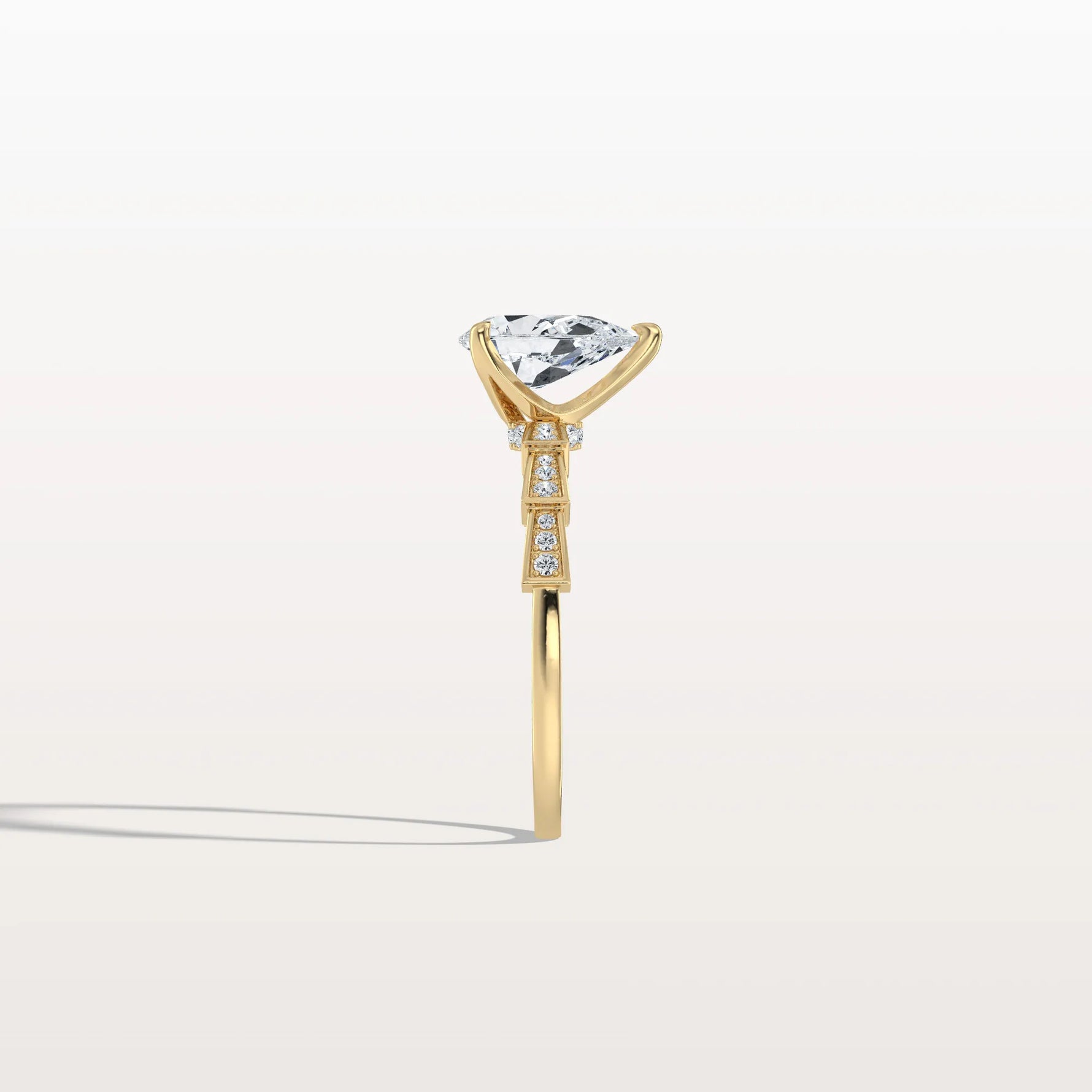 1CT Pear Cut Lab Diamond Hidden Halo Ring - Modern Style - Rings