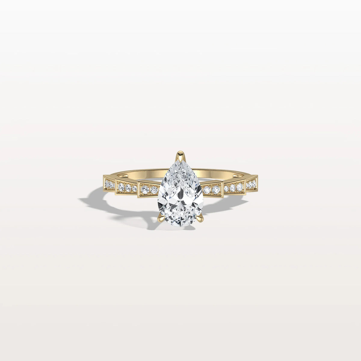 1CT Pear Cut Lab Diamond Hidden Halo Ring - Modern Style - Rings