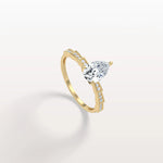 1CT Pear Cut Lab Diamond Hidden Halo Ring - Modern Style - Rings