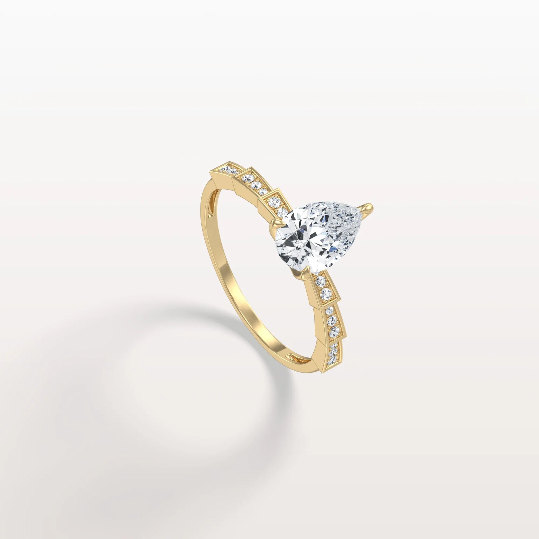 1CT Pear Cut Lab Diamond Hidden Halo Ring - Modern Style - Rings